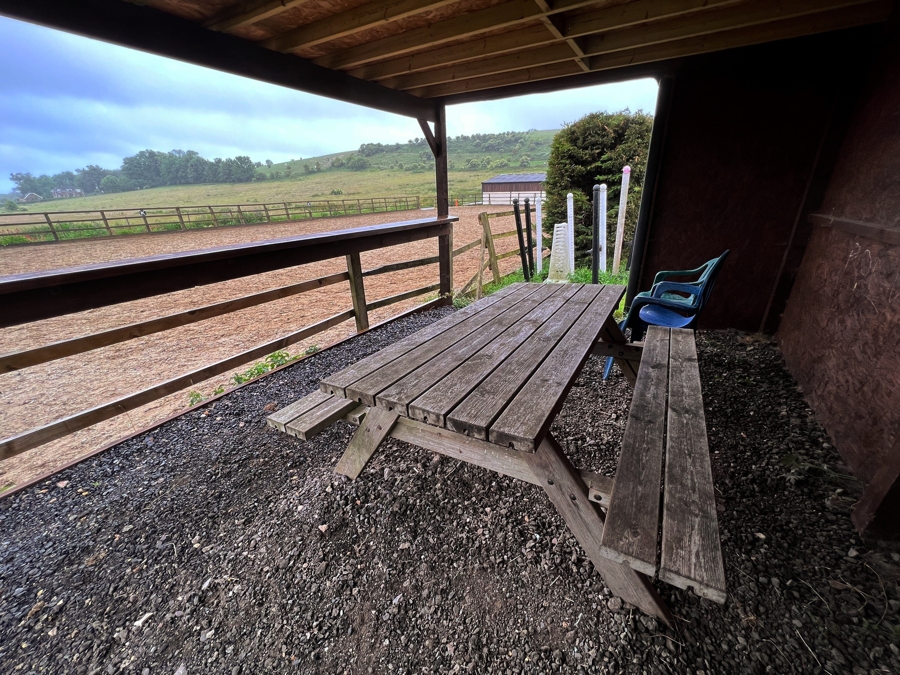The viewing shed at Happy Valley stables.