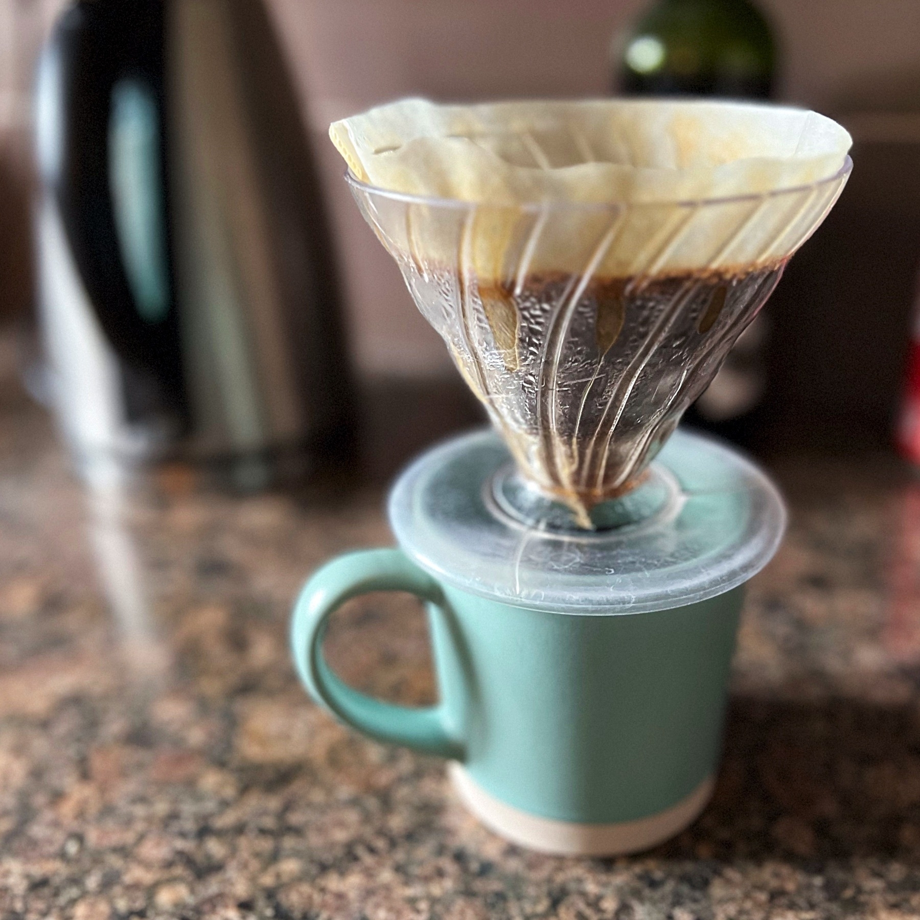A coffee brewing in a V60. 